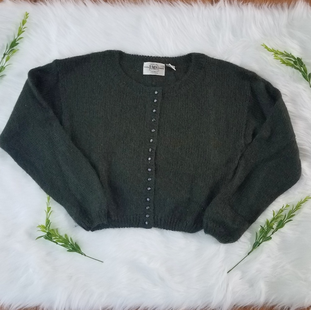 Vintage Mohair Sweater, Dark Green, B. Moss